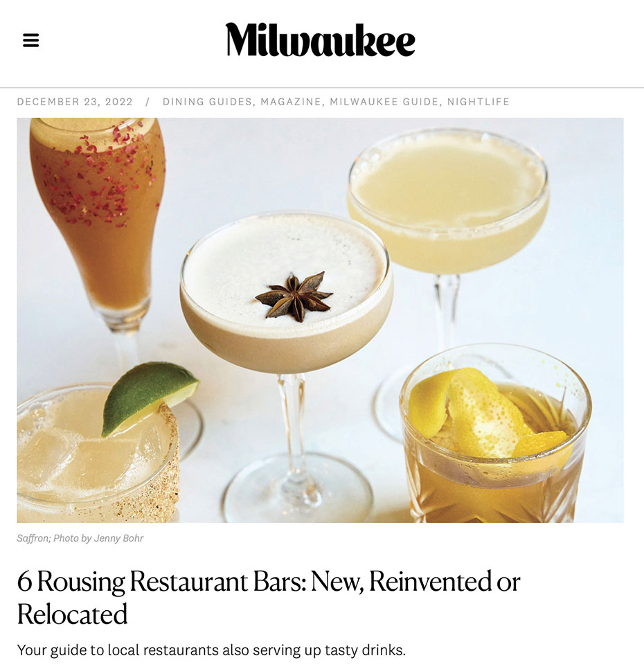 Milwaukee Magazine Drinks At Saffron