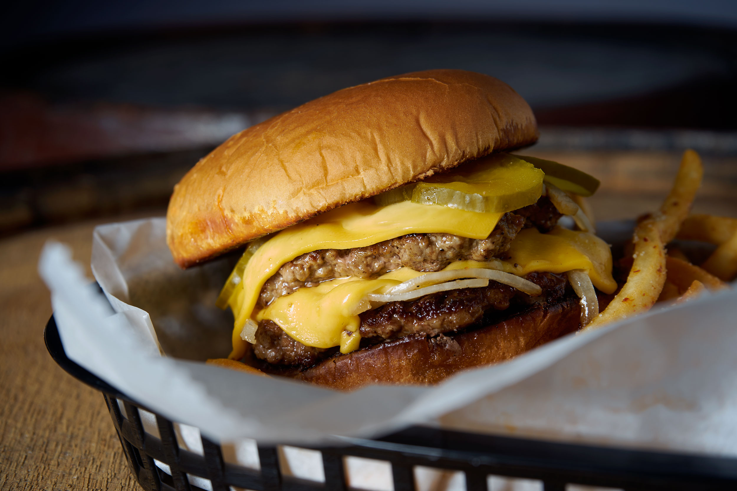   Food Photography for Foxfire Foods Cheeseburgers.
