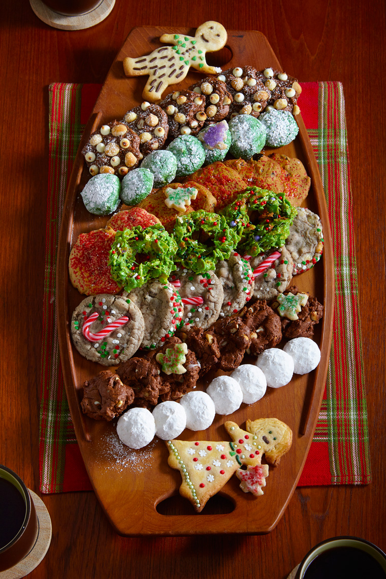 Look Down Photo of HomeBaked Holiday Cookie Tray.